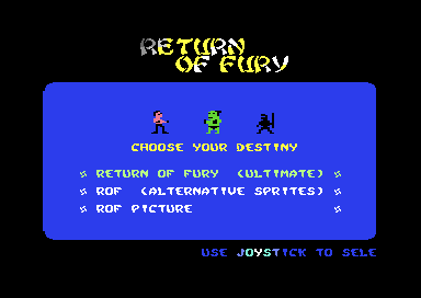 Return of Fury Ultimate menu